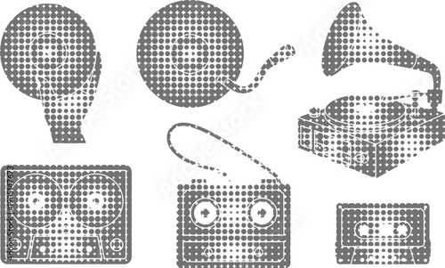 Vintage Music Collection: Record Player, Cassette Tapes, and Microphone