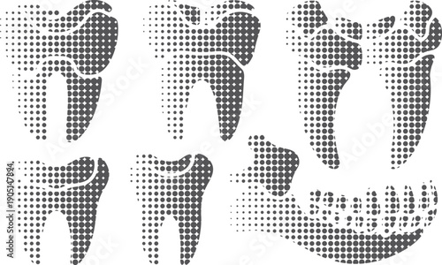 Halftone Dot Pattern of Dental Anatomy: Teeth and Jawbone