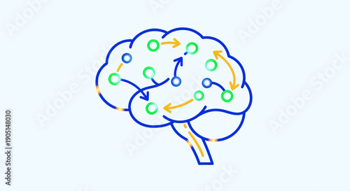 Abstract Brain Neural Network Concept with Connections and Arrows