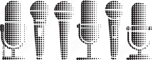 Collection of Vintage Microphones in Halftone Dot Style
