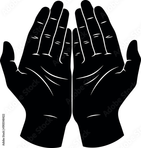Open hands cupped upwards, symbol of prayer and supplication