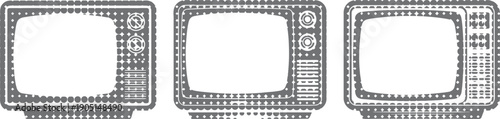 Vintage Television Set with Halftone Dot Pattern