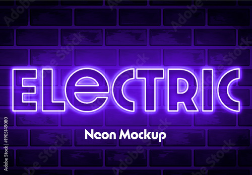 Tube Neon Outline Mockup