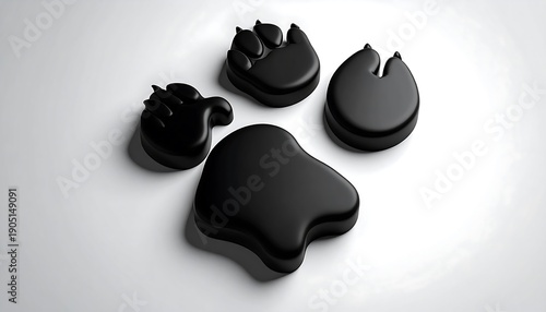 Four Black Obsidian Gua Sha Tools on White Background.