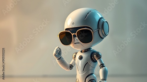 Cool robot with sunglasses ai generated image futuristic technology concept