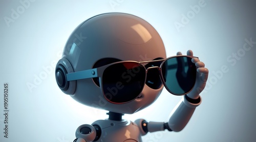 Cool robot ai wearing sunglasses future technology artificial intelligence