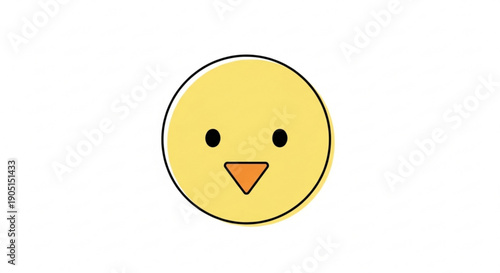 Simple yellow cartoon face with smile and orange beak icon