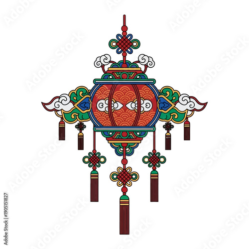 Traditional Chinese Lantern with Knots and Tassels
