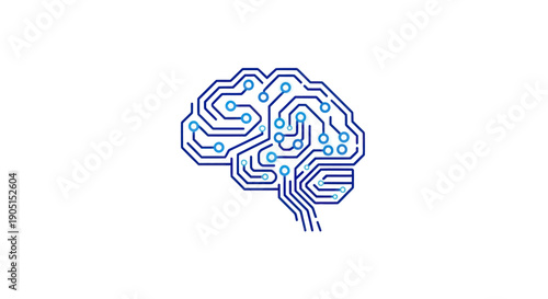 Digital Brain Circuit Board Technology AI Concept