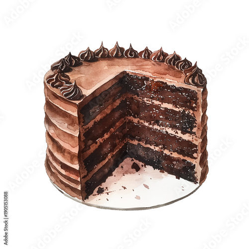 chocolate cake hand drawn vector illustration