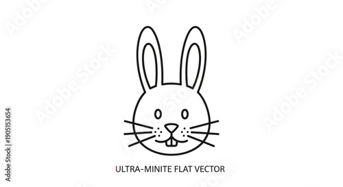 Ultra minite flat vector illustration of cute rabbit face with long ears and whiskers