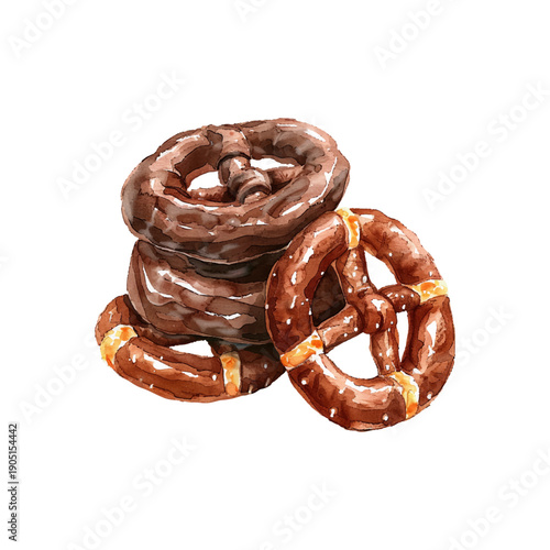 chocolate dipped pretzels hand drawn vector illustration