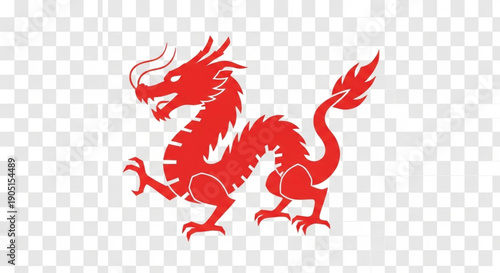 Red Chinese Dragon Silhouette Illustration