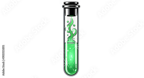 Glowing Green Liquid in Test Tube - Science Experiment, Laboratory Research