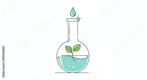 Green Sprout in Flask with Water Drop - Sustainable Science