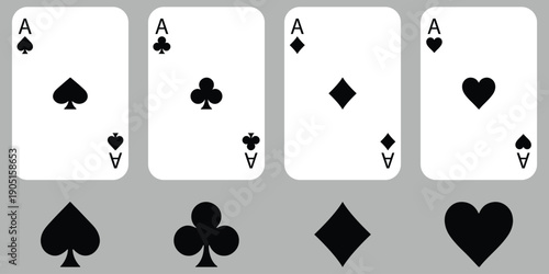 Ace card suit set. Playing cards icon flat simple icon perfect for casino graphics, gambling designs, and poker. eps 10 