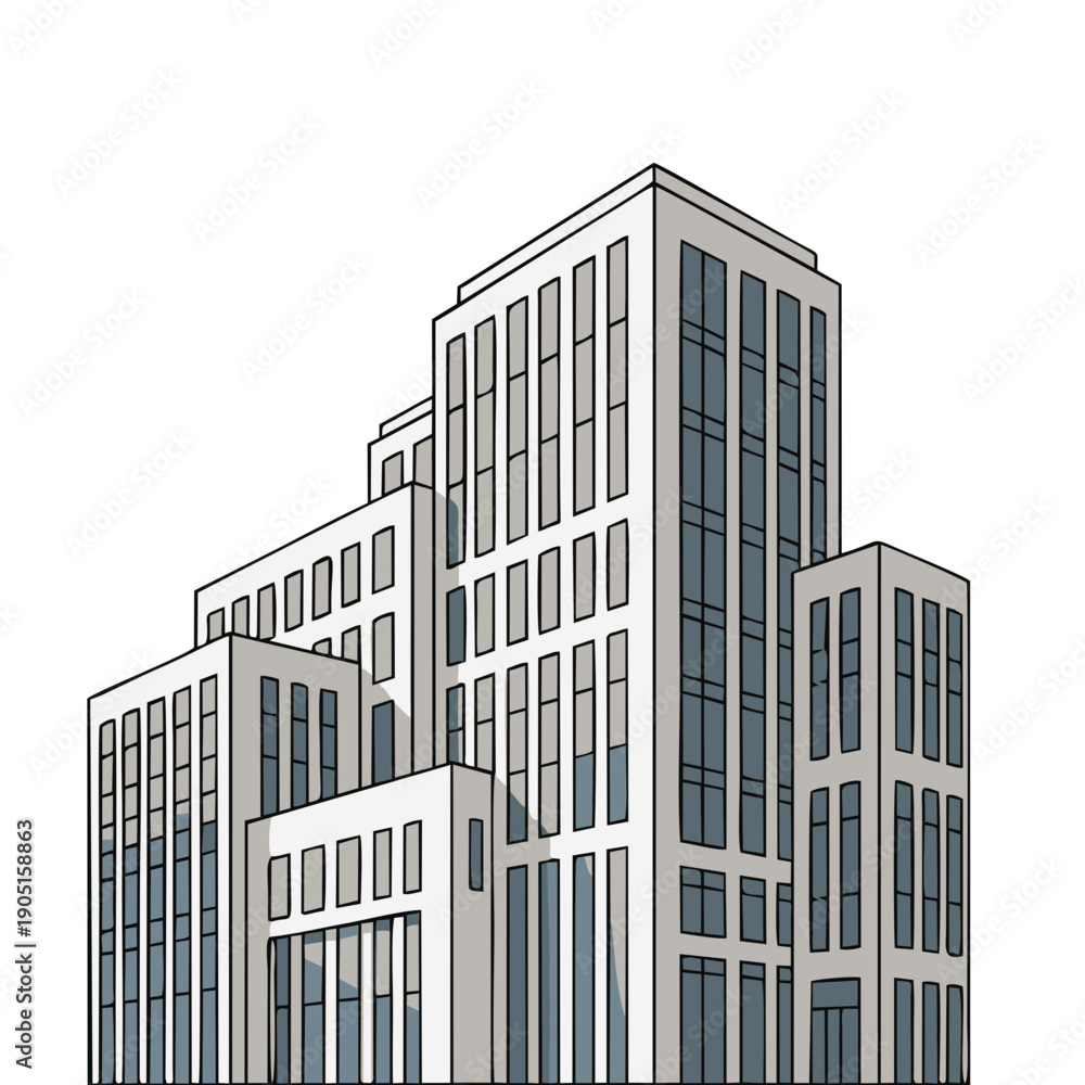 Fototapeta premium modern corporate office building architecture illustration in flat style