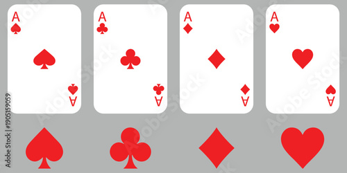 Ace card suit set. Playing cards icon flat simple icon perfect for casino graphics, gambling designs, and poker. eps 10 