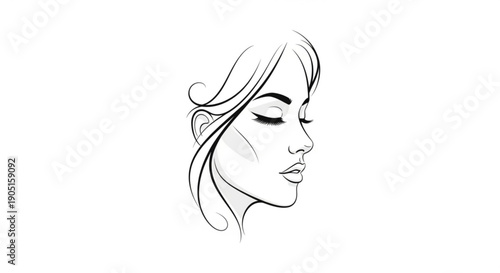 Woman's face profile minimalist line art portrait with closed eyes
