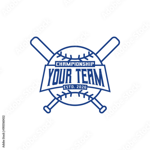 Baseball team badge label logo design
