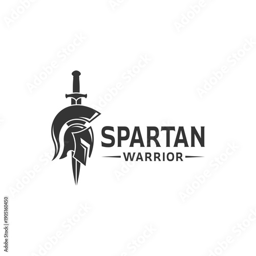 Greek Spartan Warrior with sword logo design
