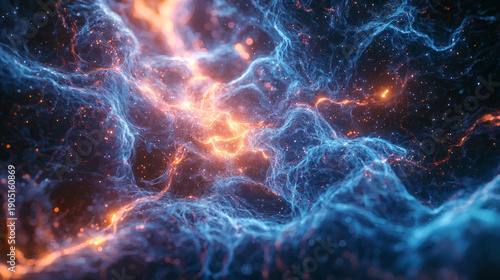 Cosmic Energy Flow with Blue and Orange Light in Dark Space
