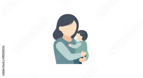 Mother holding baby close in a warm hug of love and comfort
