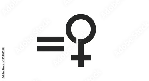 Equality symbol combining equals sign and female sign on white background