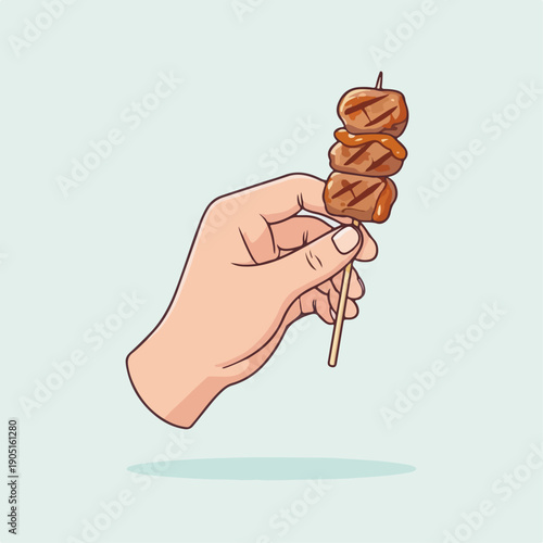 Cartoon vector illustration of beef satay
