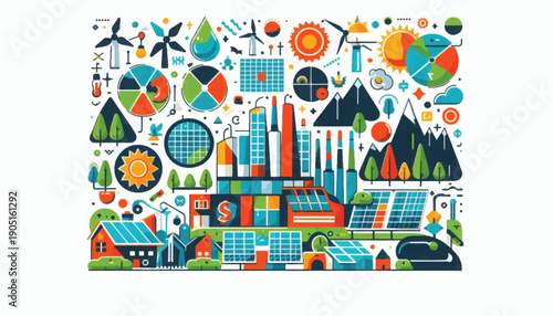 Sustainable City Eco Friendly Infrastructure Concept.