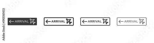 Airport arrival signs. flat stroke linear simple trend modern logotype design
