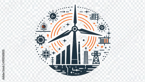 Wind Turbine Energy Generation Illustration.