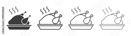 Baked turkey icon. flat stroke linear simple trend modern logotype design