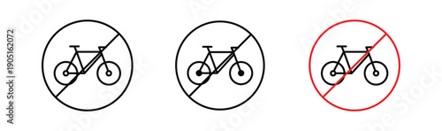 Bicycle prohibition signs. flat stroke linear simple trend modern logotype design