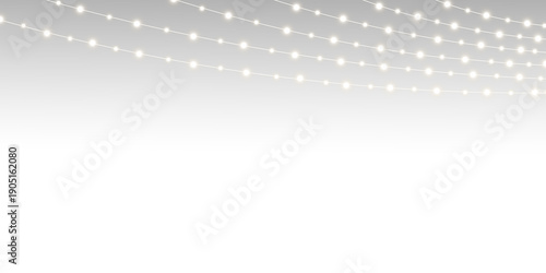 Quadro su tela Realistic glowing string and fairy lights png overlay for festive decoration wed