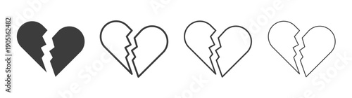 Broken heart icon. flat stroke linear simple trend modern logotype design