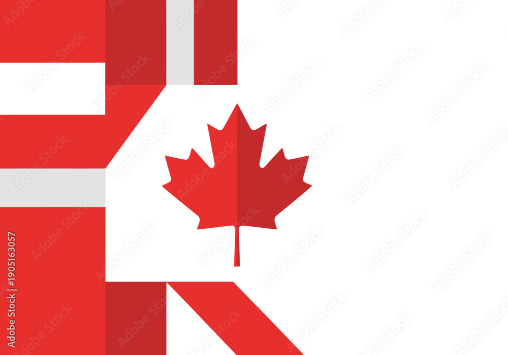 Fototapeta premium Bold Canada flag promotion banner featuring the maple leaf. Clean, modern design ideal for advertising and marketing campaigns. Vibrant colors and clear composition.