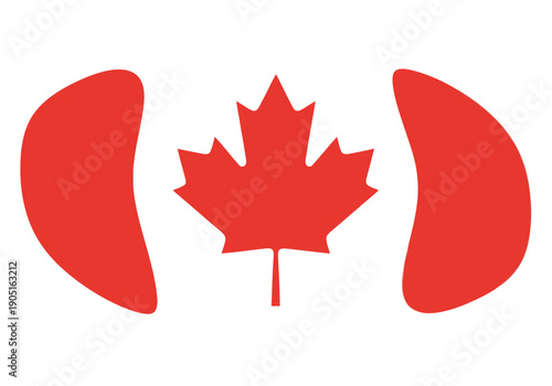 Modern Canada flag design featuring organic shapes and a prominent maple leaf. Clean, minimalist, and visually appealing for commercial use. February 15th theme.