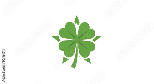 Lucky green four leaf clover symbol on white background