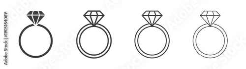Diamond ring icon. flat stroke linear simple trend modern logotype design