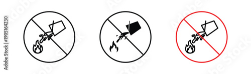 Do not extinguish with water signs. flat stroke linear simple trend modern logotype design