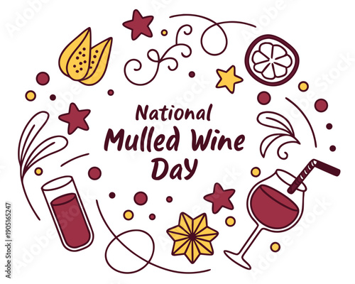 National Mulled Wine Day Celebration Vector, Warm Drink and Festive Design
