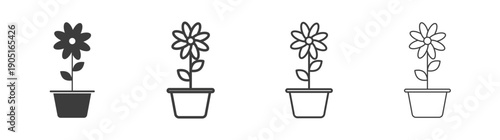 Flowerpot icon. flat stroke linear simple trend modern logotype design