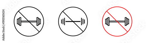 Forbidden barbell signs. flat stroke linear simple trend modern logotype design