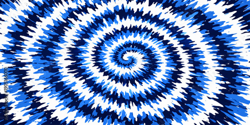 An abstract blue and white spiral design featuring a psychedelic fractal pattern with geometric circles and digital mandala shapes creating a seamless optical illusion wallpaper texture