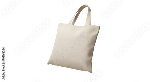 Beige Canvas Tote Bag Isolated on Black