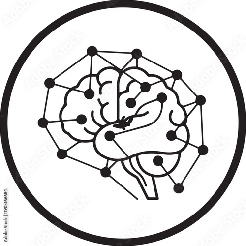 Artificial Intelligence Brain Network Icon