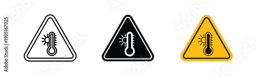 High temperature warning signs. flat stroke linear simple trend modern logotype design