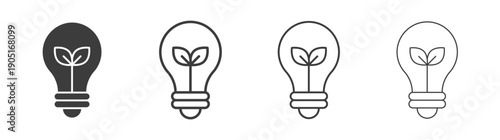 Lightbulb with leaf icon. flat stroke linear simple trend modern logotype design