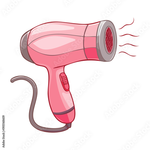 Modern pink hair dryer for hair styling and professional beauty parlor Graphic Asset